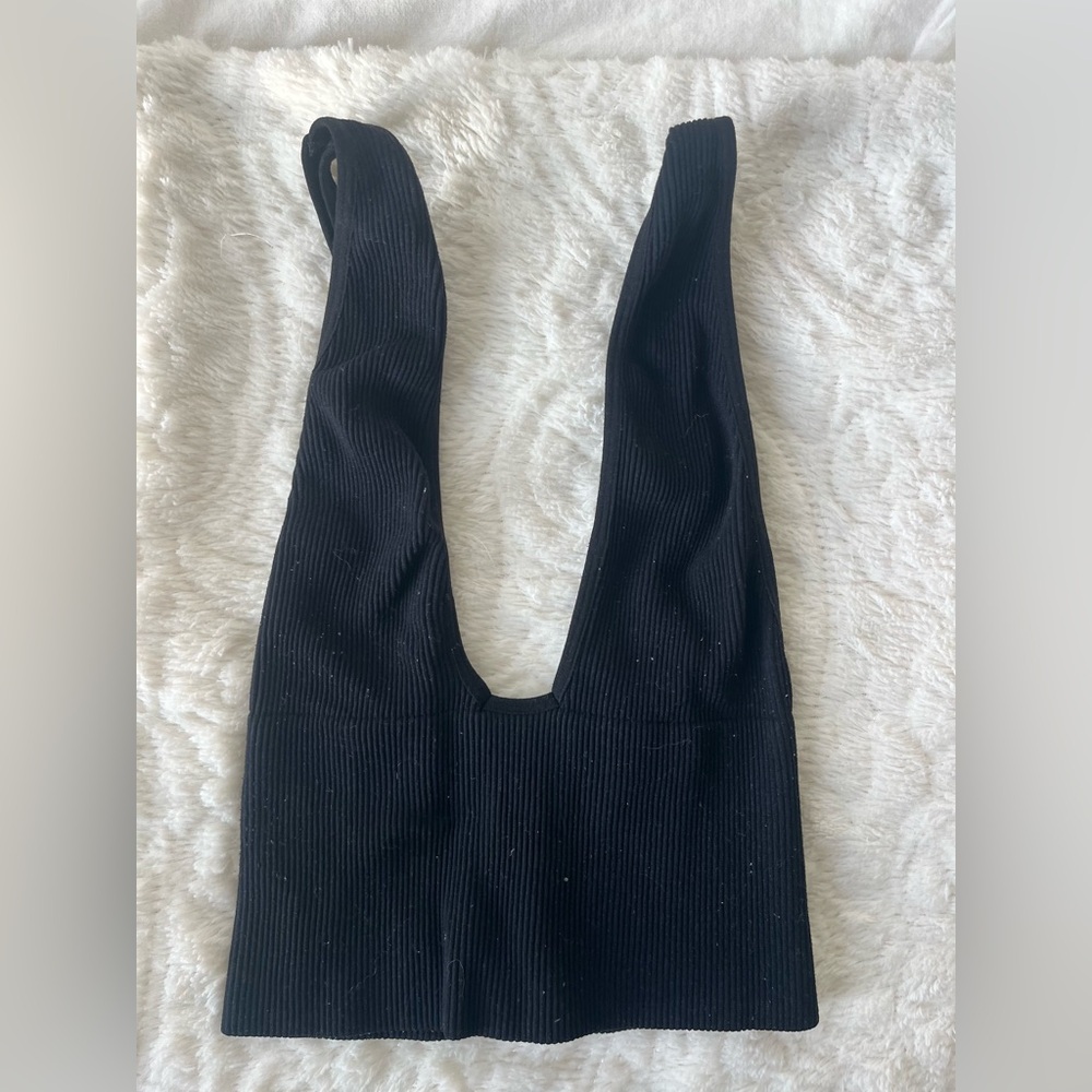 Free People Black Deep Neck Tank Top